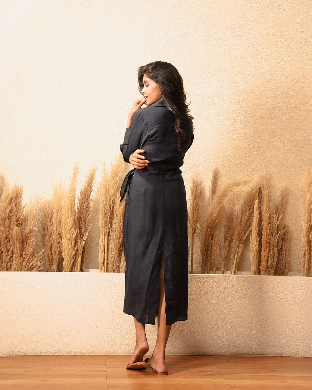 Fierce Tie-Front 100% Linen Shirt Dress