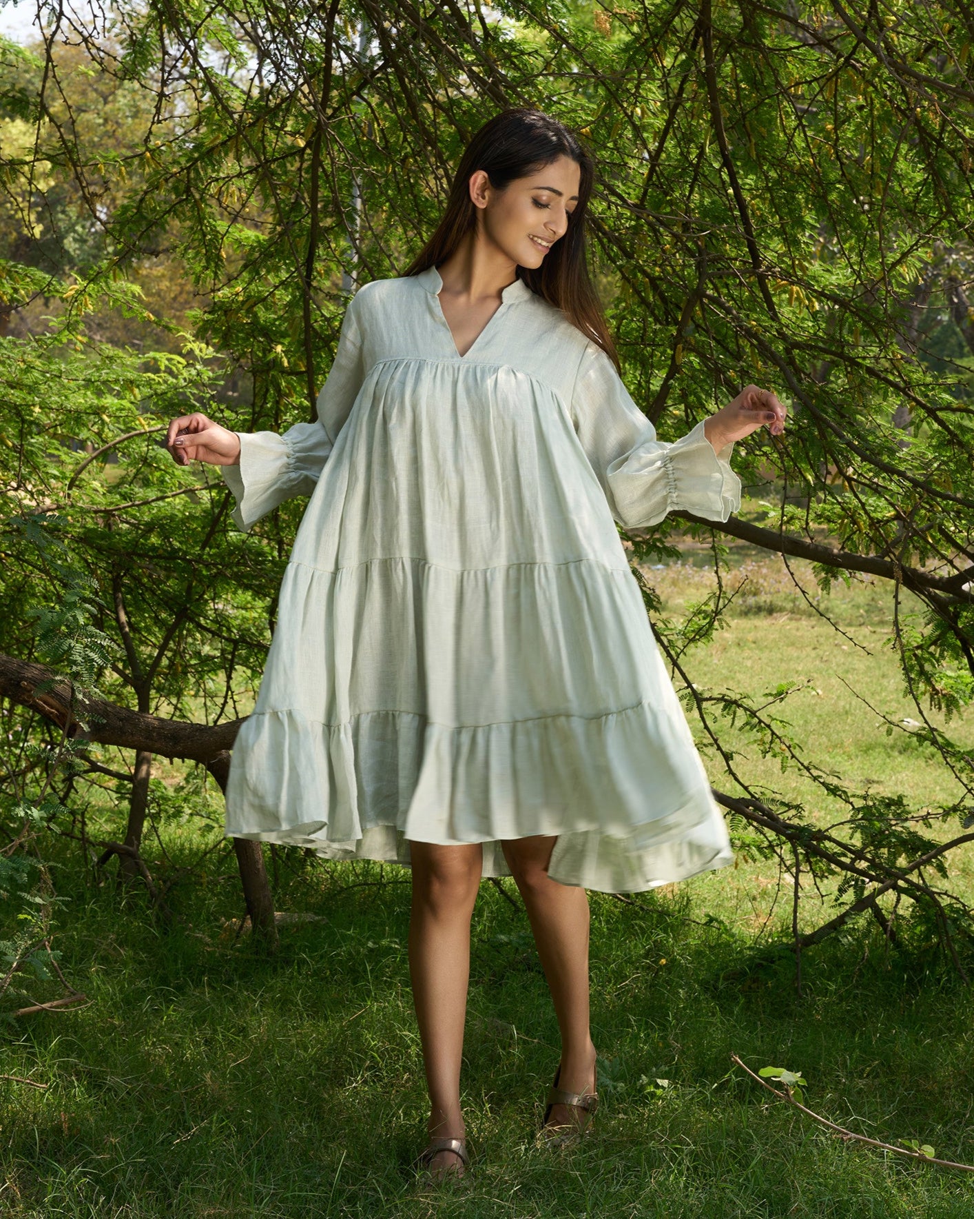 Jovie 100% Linen tiered Dress