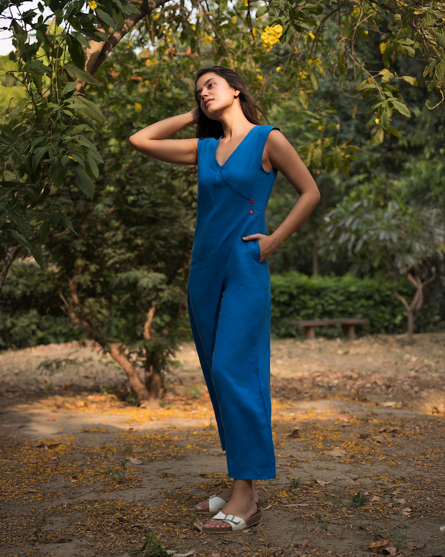 Maeve 100% Linen Wrap jumpsuit