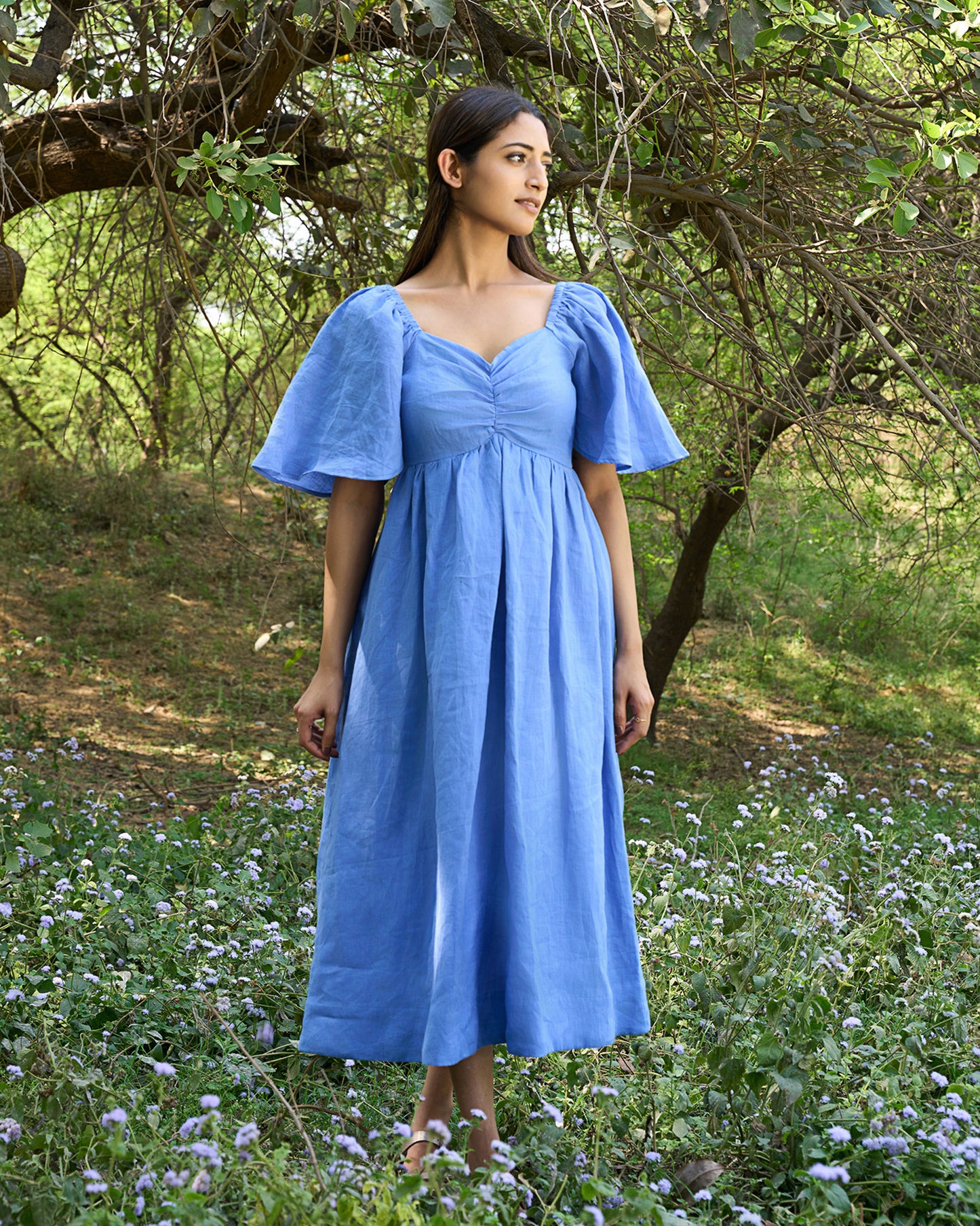 Marisole 100% Linen Flowy Maxi Dress