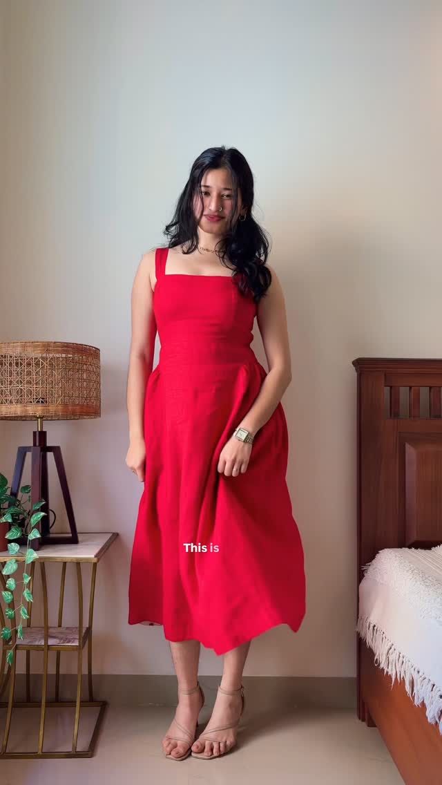 Aimee 100% Linen Drop-Waist Gathered Midi Dress