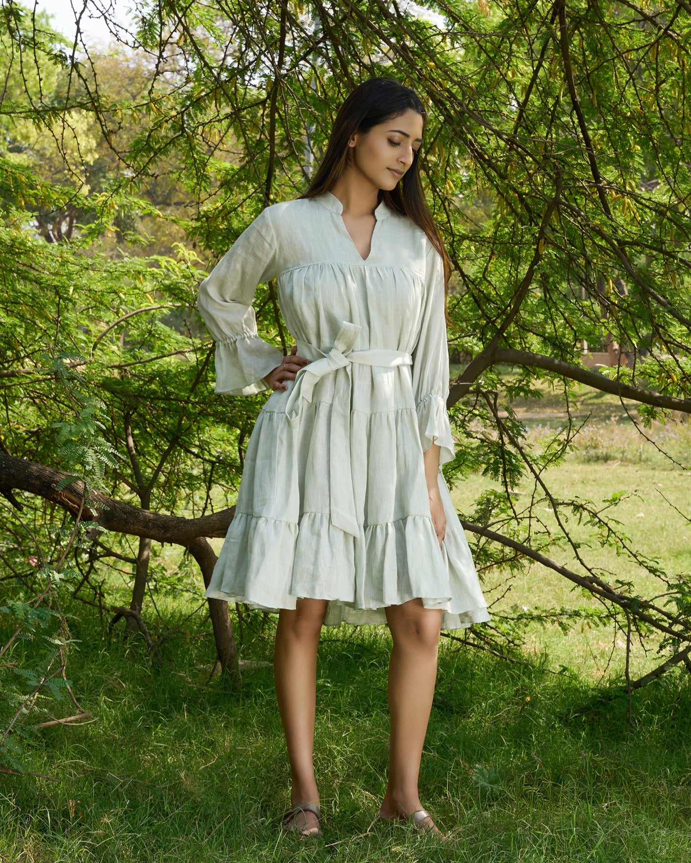 Jovie 100% Linen tiered Dress