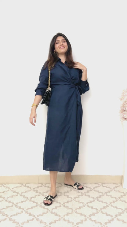 Fierce Tie-Front 100% Linen Shirt Dress